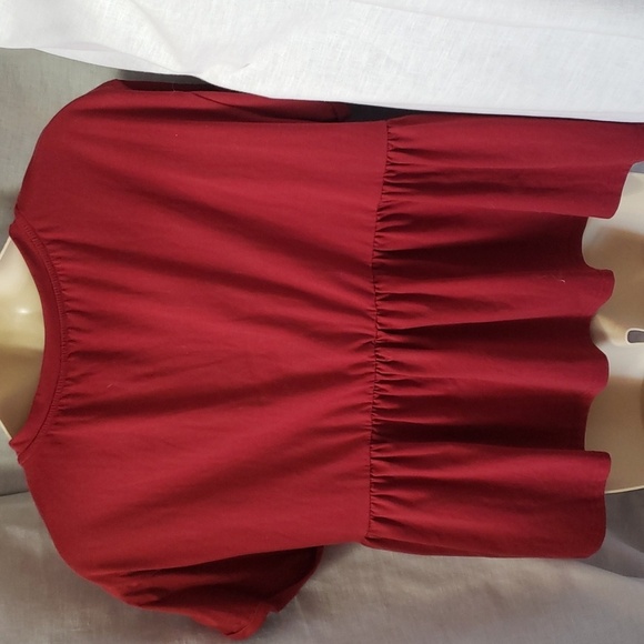Shein. Red, Short Sleeves, Cropped Baby Doll Top. EUC Size 3X - Picture 6 of 10